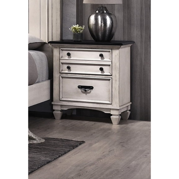 Solid Wood Nightstand: Two-tone, Two Drawers For Bedroom Utility Two-tone Finish, Storage Drawers, Construction