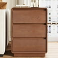 thumbnail image 1 of Solid Wood Nightstand with 3 Drawers for Bedroom, Rustic Night Stand Bedside Table, Mid Century End Side Table for Living Room, Brown, 1 of 9