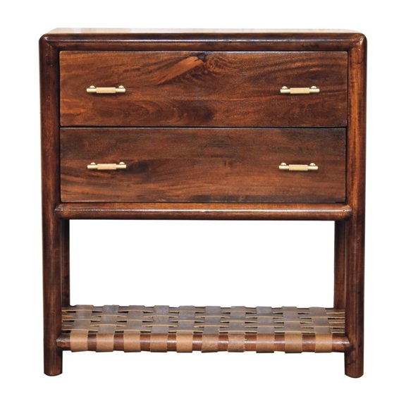 Solid Wood Nightstand with Brass Handles / Store Small Things in Bedroom / Rustic Design