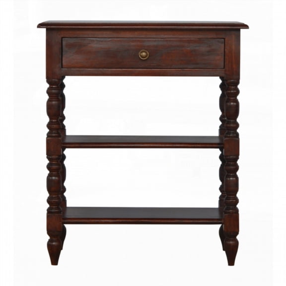 Solid Wood Occasional Table with 1 Drawer and 2 Shelves - Perfect for Narrow Hallways