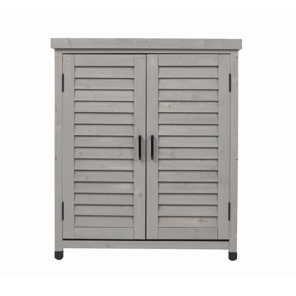 Solid Wood Outdoor Patio Bar Table with Storage Cabinet, Farmhouse ...