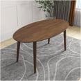 thumbnail image 1 of Solid Wood Oval Dining Table for Kitchen and Dining Room, Walnut Brown Mid-Century Modern Style, 1 of 6