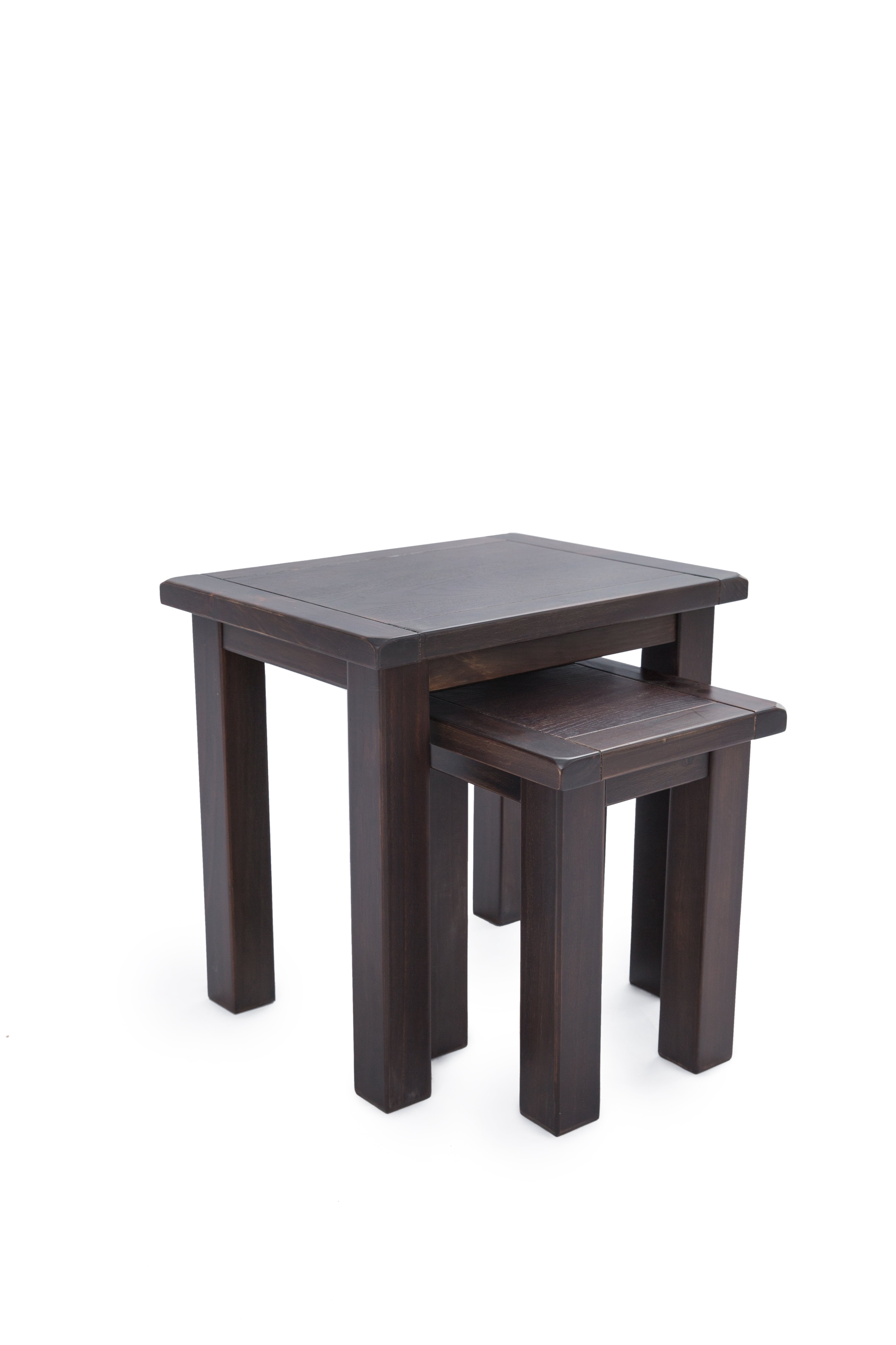 Greener Valley Nesting Tables Contemporary Storage Solid Wood End Table, Dark Brown (Set of 2)