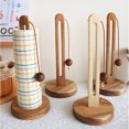 thumbnail image 1 of Solid Wood Paper Towel Holder, Kitchen Roll Dispenser with Free-Standing No-Drill Design, Multi-Functional Storage Organizer for Plastic Wrap & Bags, Natural Wood Countertop Space Saver, 1 of 10
