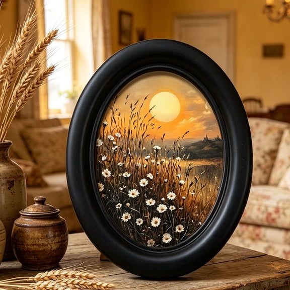 Solid Wood Picture Frame Vintage Style Wall Art Decor For Living Room,C