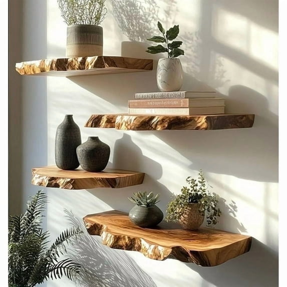 Wood Floating Shelves for Bathroom Living Room Bedroom Kitchen Farmhouse.