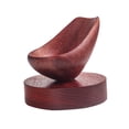 thumbnail image 1 of Red Ebony Wood Pipe Stand – Reddish Brown, Spoon-Shaped, Single Holder Display Base, 1 of 7