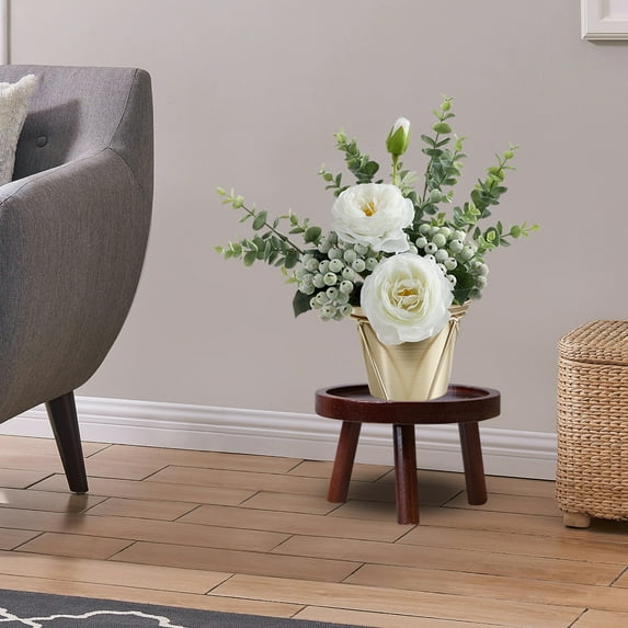 Solid Wood Plant Tray | Indoor Desktop Flower Pot Saucer | Natural Wood Plant Stand for Pothos & Ginger Tea | 10.5x7cm Decorative Plant Holder