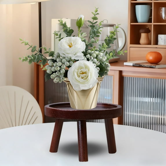 Solid Wood Plant Tray | Indoor Desktop Flower Pot Saucer | Natural Wood Plant Stand for Pothos & Herbs | 6.1x2.56 inch Decorative Plant Drip Tray