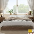 thumbnail image 1 of Solid Wood Platform Bed Frame, Floor-Standing, No Headboard, No Box Spring Needed, Noise-Free, Easy Assembly, Minimalist Modern Design for Small Spaces, King, Brown, 1 of 8