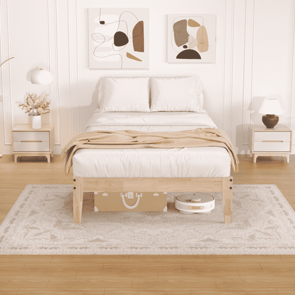 Awesofurni 12" Bed Frame, Wood Platform Bed Frame with Wooden Slats, 8.7" Under-Bed Storage, Noise-Free, Easy Assembly, Twin-XL
