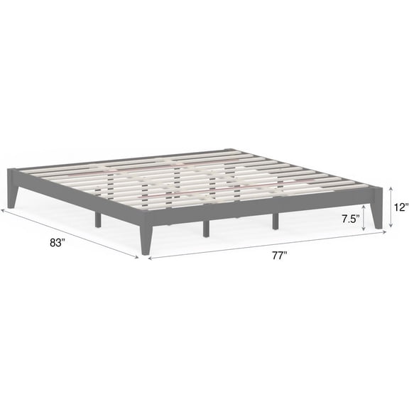 Solid Wood Platform Bed with Legs (No Headboard) – Frame, Easy Assembly, Ample Underbed Storage – King Size, White