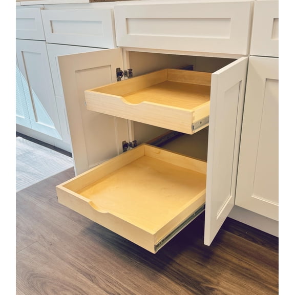 Solid Wood Pull-Out Drawer with Soft-Close Slides and Extended Mounting Brackets Easy Assembly Kitchen Cabinet Organizer (W12)
