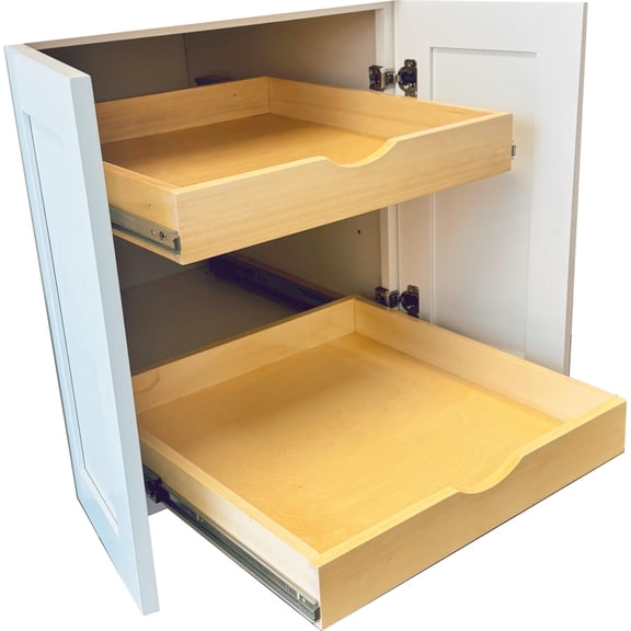 Solid Wood Pull-Out Drawer with Soft-Close Slides and Extended Mounting Brackets Easy Assembly Kitchen Cabinet Organizer (W21)