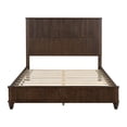 thumbnail image 1 of Solid Wood Queen Bed Frame with Tall Headboard, No Box Spring Needed, Walnut, 1 of 5