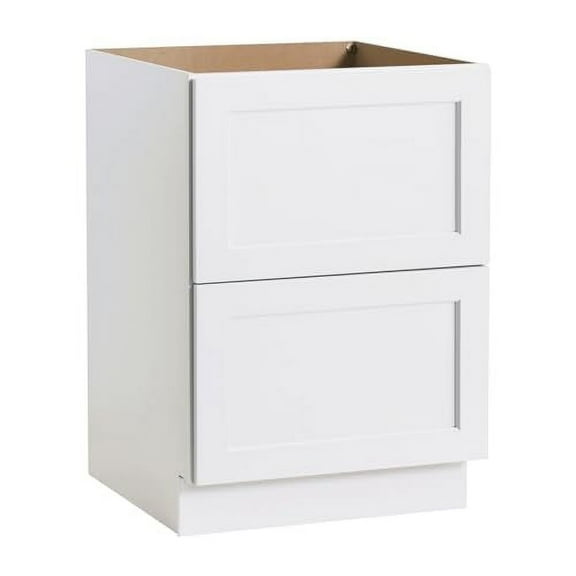 Solid Wood RTA Base Cabinets with 2 Drawers - Shaker Style for Kitchen Dining Bathroom or Other Room - White18" W  24" D  34 1/2" H