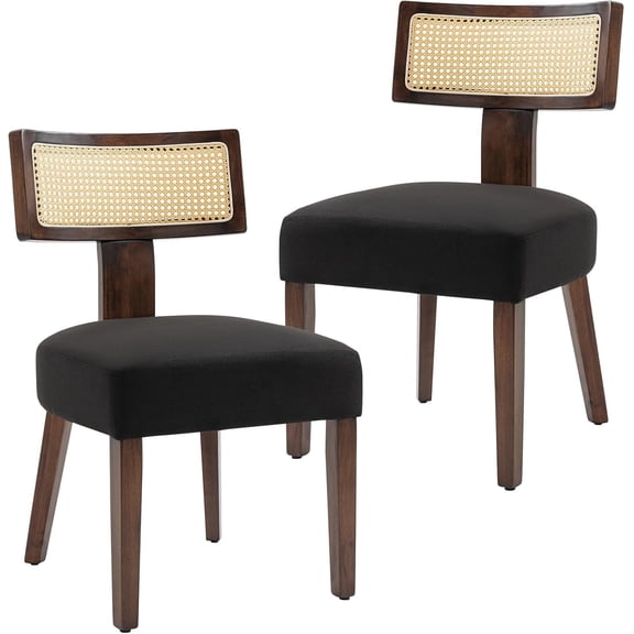 Solid Wood Rattan Dining Table and Chairs, Retro Home Decor, Living Room Armchair, Dining Room (set of2)