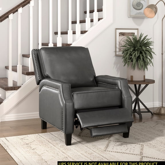 Solid Wood Reclining Chair In Gray, Foam Padding Seat, Transitional Modern Grey Transitional, 86 Lb Package Weight,