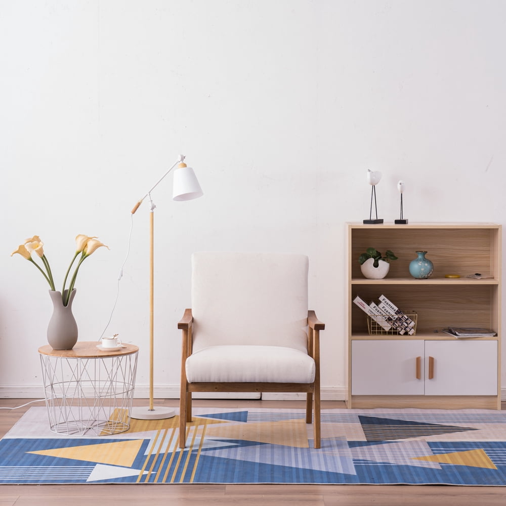 Solid Wood Retro Simple Single Sofa Chair Backrest without Buckle Beige