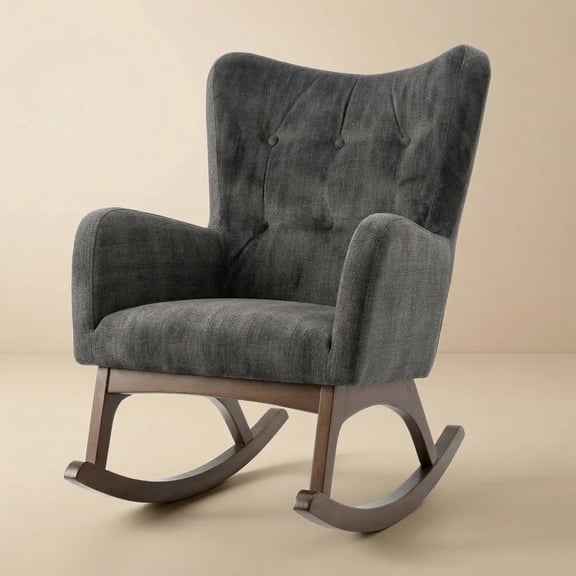 Solid Wood Rocking Chair with Stain Resistant Fabric,36x26x36.5 Inches for Living Room, Nursery, Bedroom