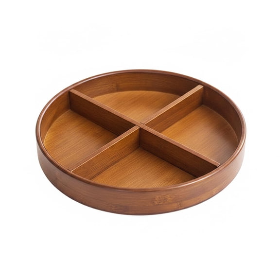 Solid Wood Rotating Desk Organizer, Brown Finish, 360-Degree Spin Storage