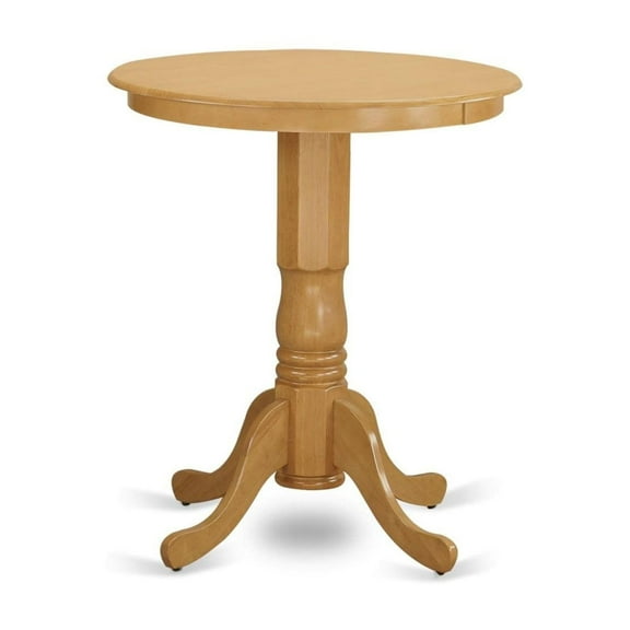 Solid Wood Round Counter Height Table - No MDF or Veneer - Oak Finish