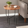 thumbnail image 1 of Solid Wood Round End Table, Complementing Modern Decor Table With And An Elegant Iron For Look, 1 of 4