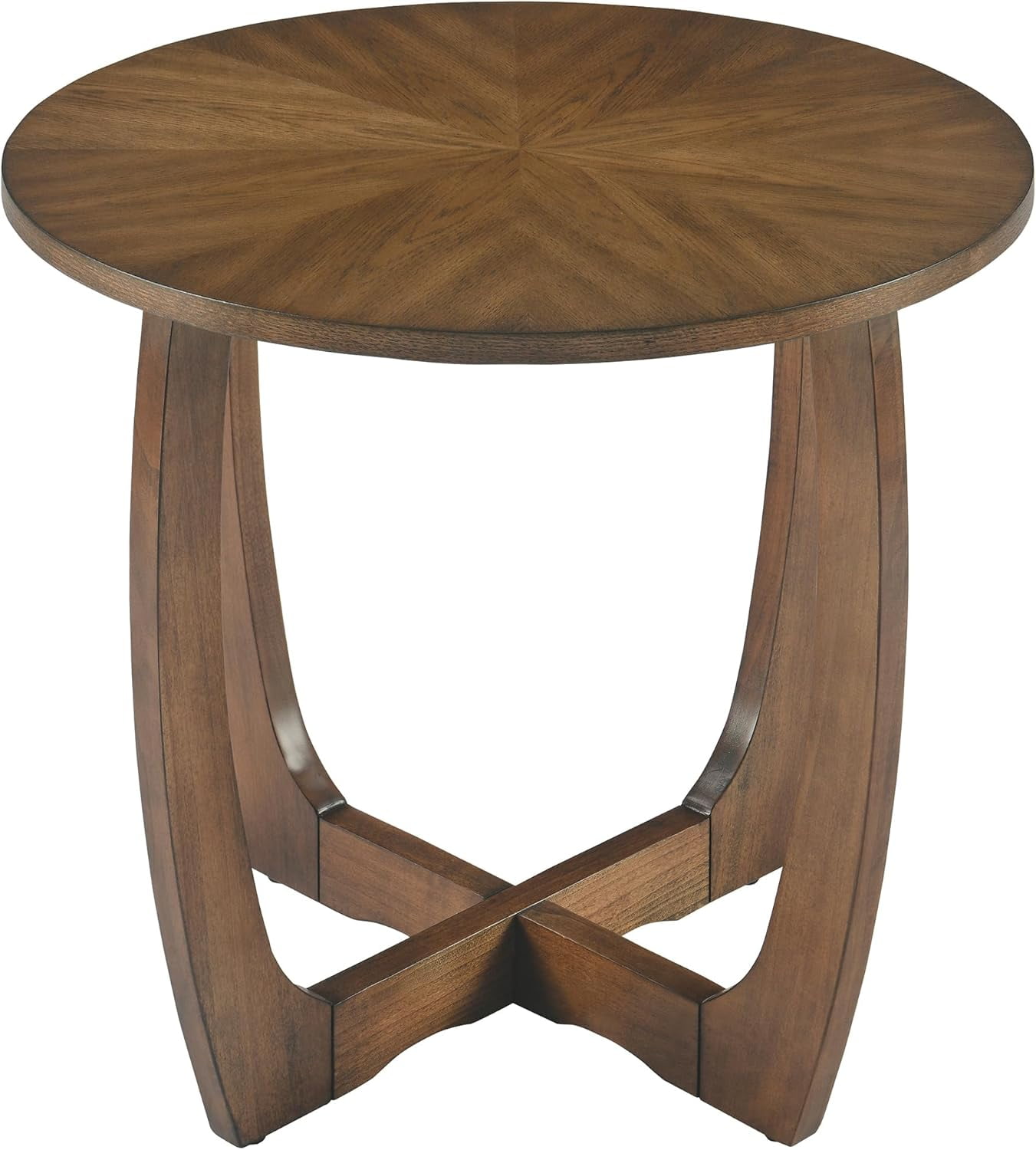 Solid Wood Round End Table with Splicing Top, Farmhouse Sofa Side Table ...