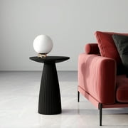 Solid Wood Round Top Pedestal End Table Pedestal Side Table Black Accent Table for Living Room Furniture