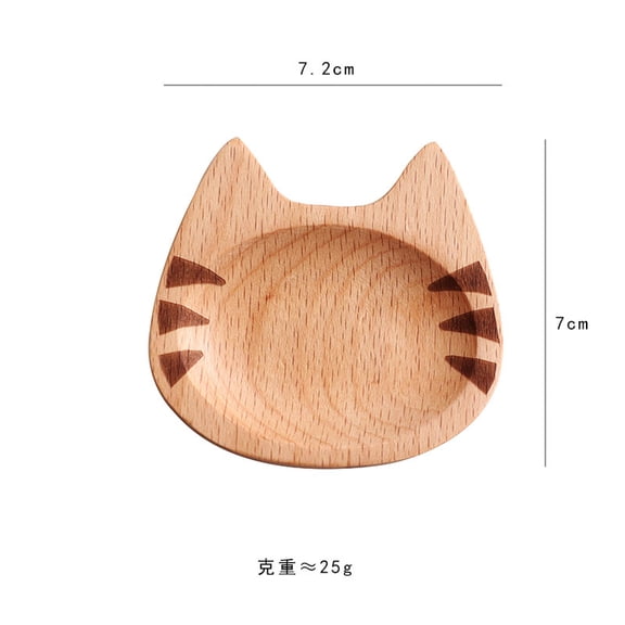 Solid Wood Seasoning Dish Korean Cartoon Cat Snack Plate Flavor Dish Kitchen Tableware Dip Sauce Plate Dropshipping