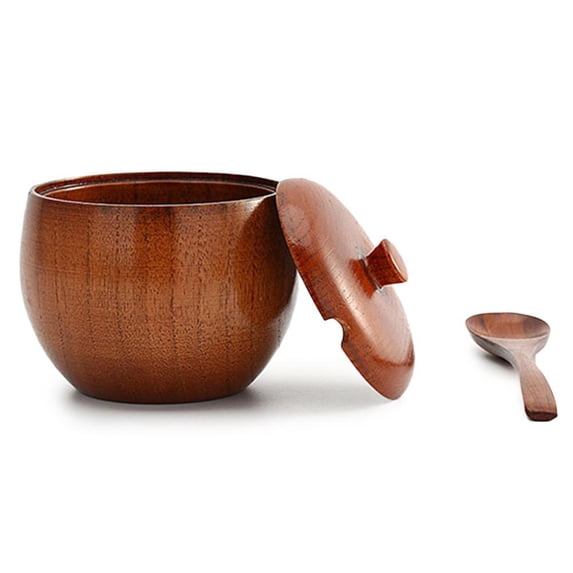 Solid Wood Seasoning Jar Wooden Vintage Salt Shaker With Lid