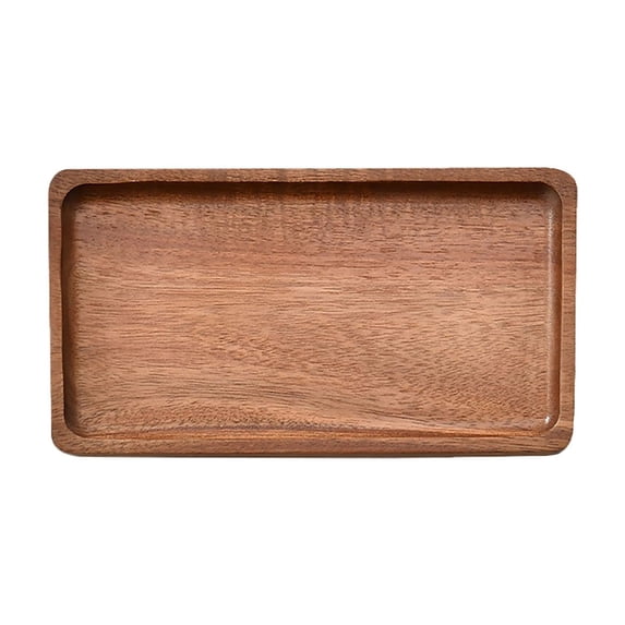 Solid Wood Serving Tray, Rectangular Bread and Fruit Plate, Nonporous Multipurpose Wooden Storage Platter for Kitchen Counter Decor, Coffee Table Centerpiece, Bedroom Organizer by