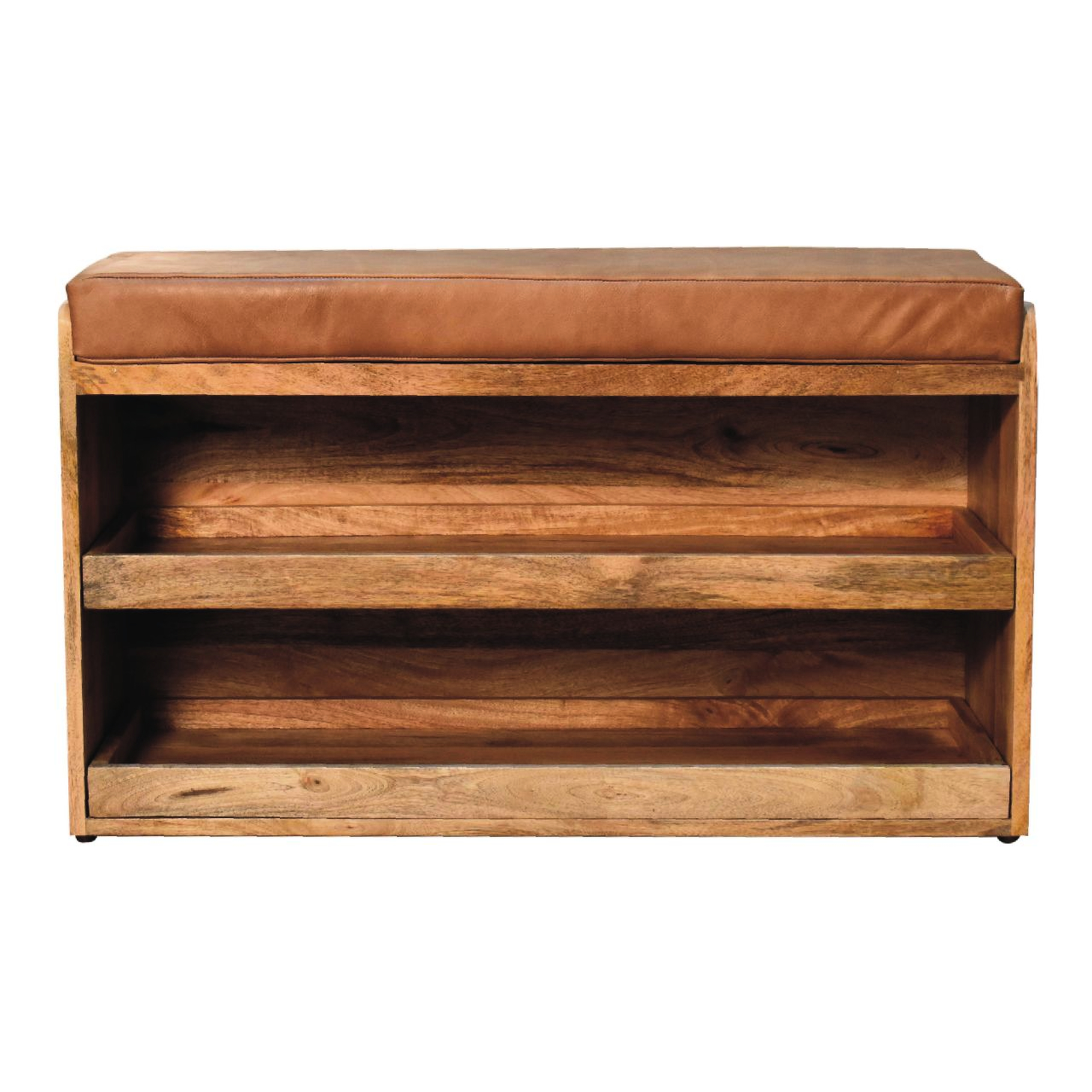Solid Wood Shoe Holder With Buffalo Hide Cover And Pull-out ...