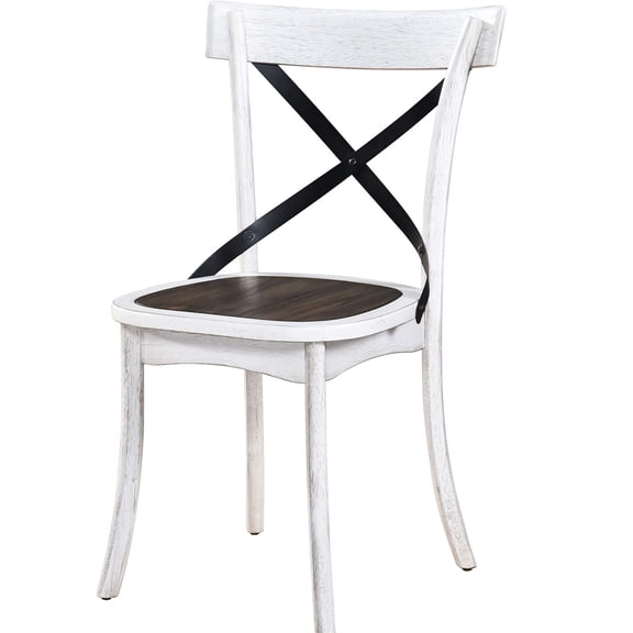 Solid Wood Side Chair Set - Black Metal Backrest for Contrast - Kitchen or Cafe Use - Easy Assembly