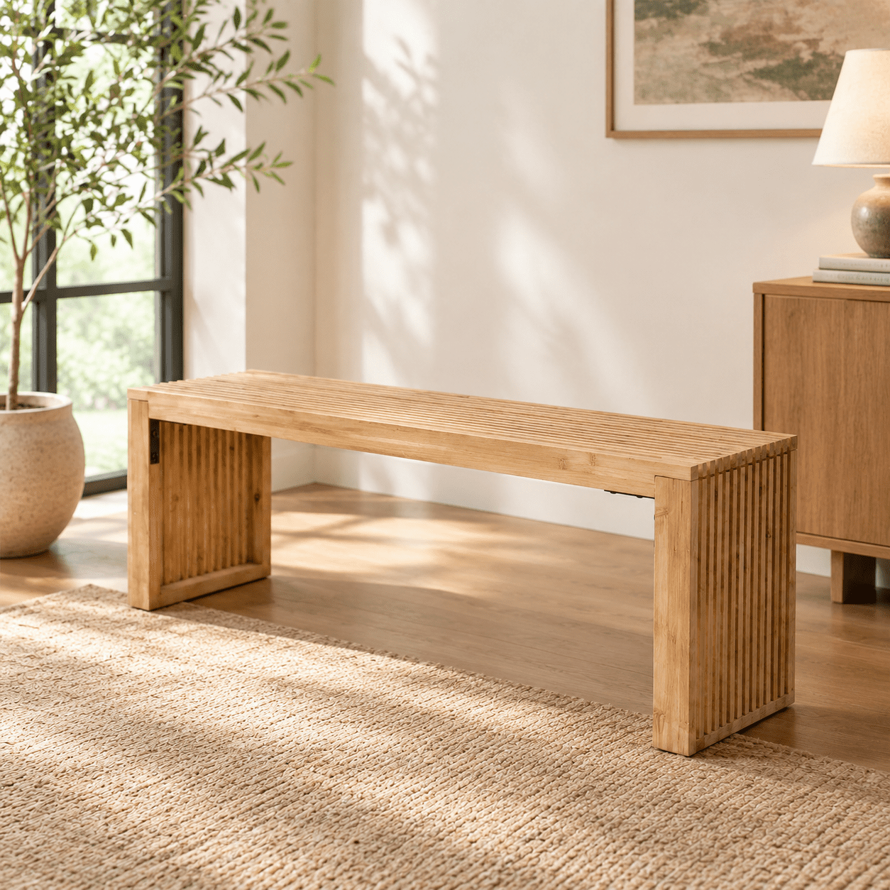 Solid Wood Slatted Bench 40