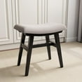 thumbnail image 1 of Solid Wood Small Vanity Stool with Saddle Cushion, High-Rebound Sponge Seat, Easy Assembly Makeup Chair, Footstool for Bedroom, Entryway, Black, 1 of 17