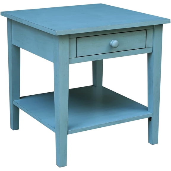 Solid Wood Spencer End Table, Antique Rubbed Ocean Blue