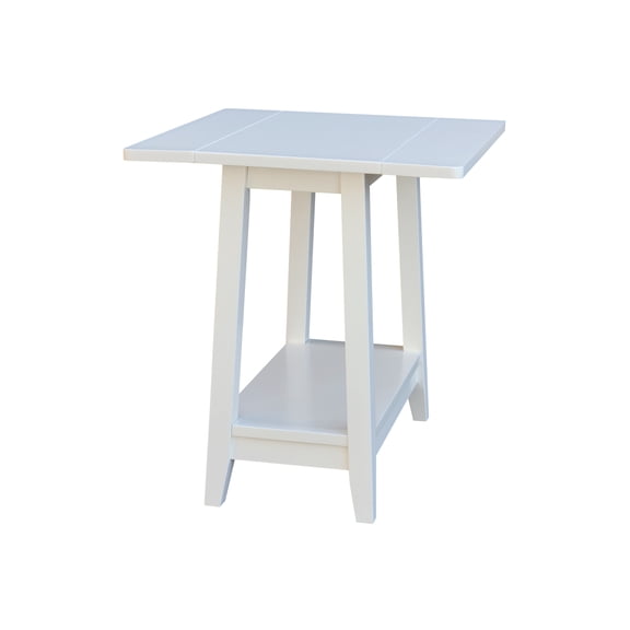 Solid Wood Square Drop Leaf Side Table in White