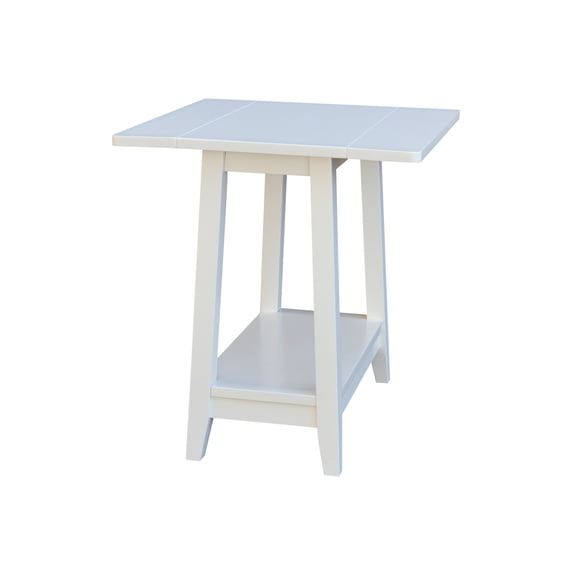 Solid Wood Square Drop Leaf Side Table in White