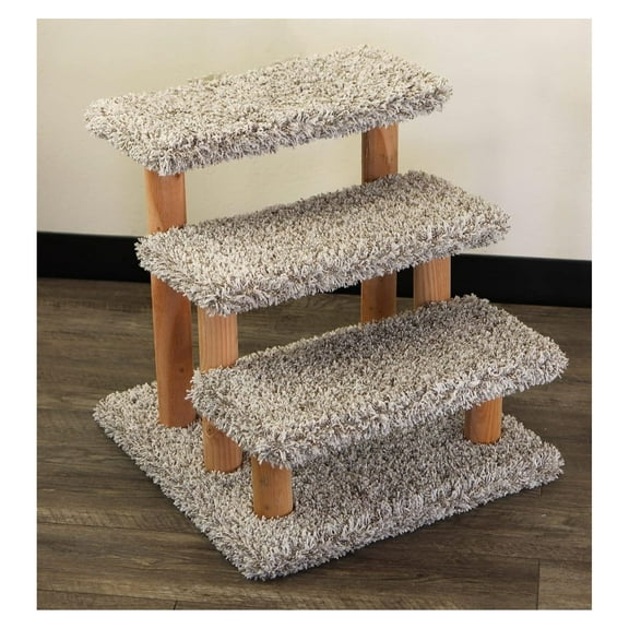 Solid Wood Stairs for Cats and Dogs, Gray Speckled