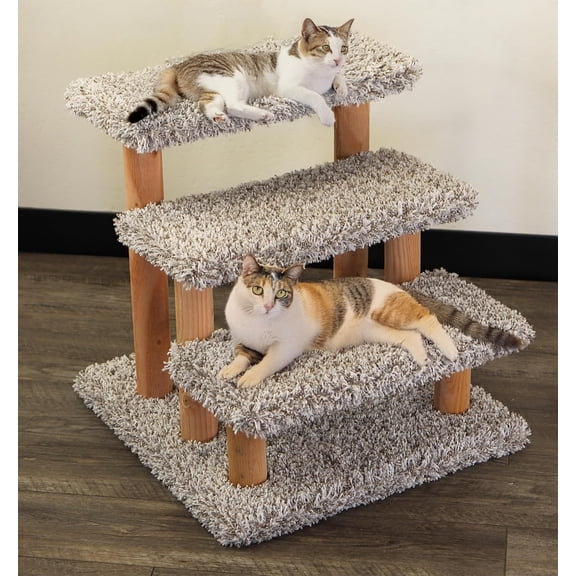 Solid Wood Stairs for Cats and Dogs, Gray Speckled