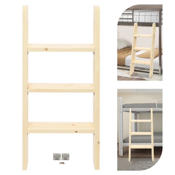 Solid Wood Step Ladder, 100cm Wall Mounted Bed Ladder, Heavy Duty 220lbs Capacity Step Stool for Loft Bunk Bed Attic, Space Saving