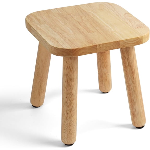 Solid Wood Step Stool 9.3" - 300lbs Capacity Plant Stand Indoor, Small Stools to Sit on, Multi-Use Footstool for Bathroom/Bedroom/Kitchen (Natural Color)