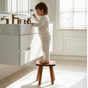 Solid Wood Step Stool for Adults, Portable Small Wooden Stool with Four Detachable and Assembled Legs,Nicely Balanced (9.4inch)