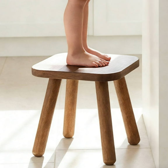 Solid Wood Step Stool for Adults, Portable Small Wooden Stool with Four Detachable and Assembled Legs,Nicely Balanced (9.4inch)