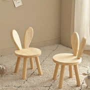 Solid Wood Stool for Home Use, Shoe Changing Stool, Children's Backrest Small Chair, Wooden Bench, Square Stool, Coffee Table, Rabbit Ear Small Low Stool