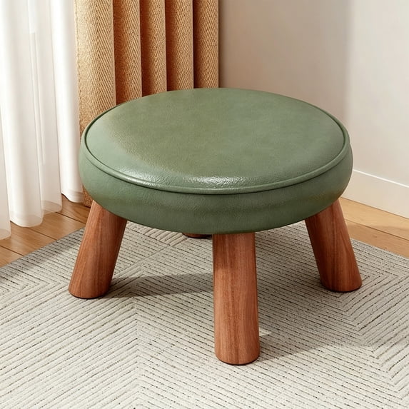 Solid Wood Stool, Small Foot Stool for Living Room, Sturdy Wooden Step Stool for Home, Entryway, and Kids Use