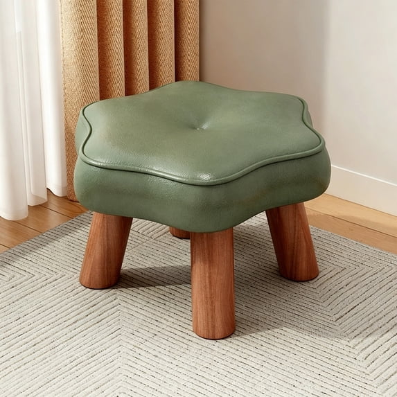 Solid Wood Stool, Small Foot Stool for Living Room, Sturdy Wooden Step Stool for Home, Entryway, and Kids Use