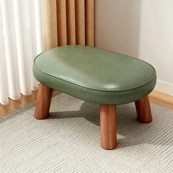 Solid Wood Stool, Small Foot Stool for Living Room, Sturdy Wooden Step Stool for Home, Entryway, and Kids Use