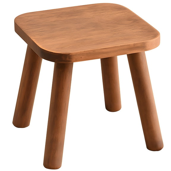 Solid Wood Stool, Square Design with Cylindrical Legs, Wooden Step Stool, Sturdy and Strong, Ideal for Little Ones, Low Spaces, Multi-Purpose Use for Kitchen, Bathroom, Bedroom